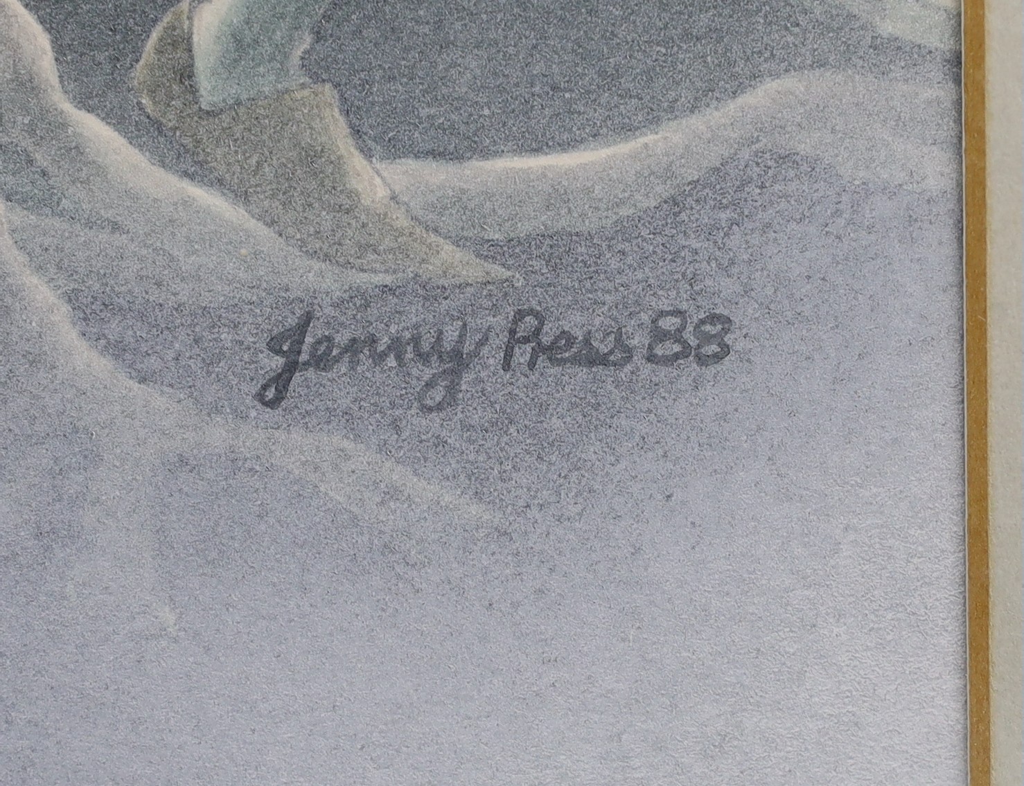 Jenny Press, watercolour, Medieval lovers by moonlight, signed and dated '88, 25 x 19.5cm